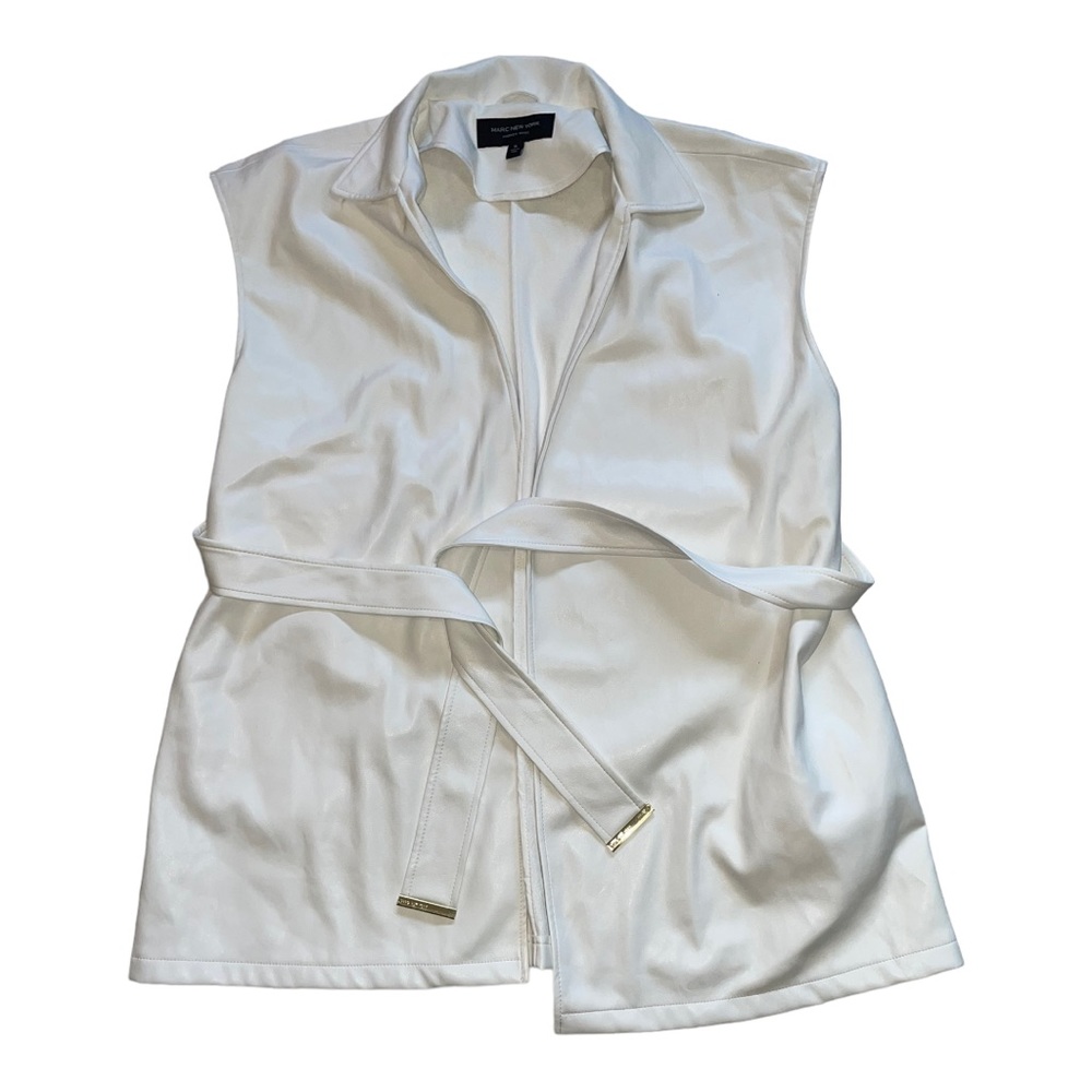 Marc New York  size XL sleeveless white longline vest faux leather